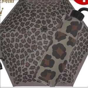 Coach Gray Leopard Umbrella NWOT